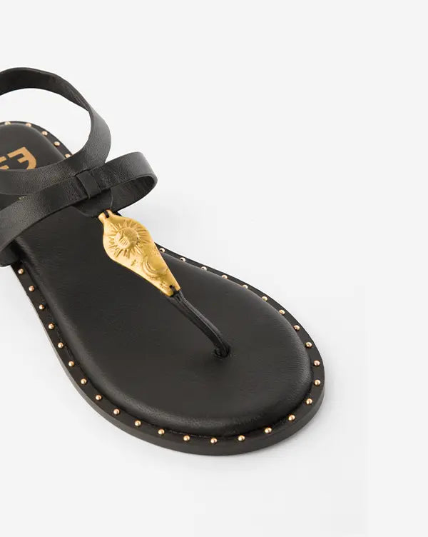 Surma : Thong Sandals - Black - Handcrafted - Fizzy Goblet 