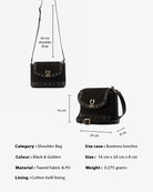 Tweed Dreams : Shoulder Bag - Fizzy Goblet - Handcrafted - Black