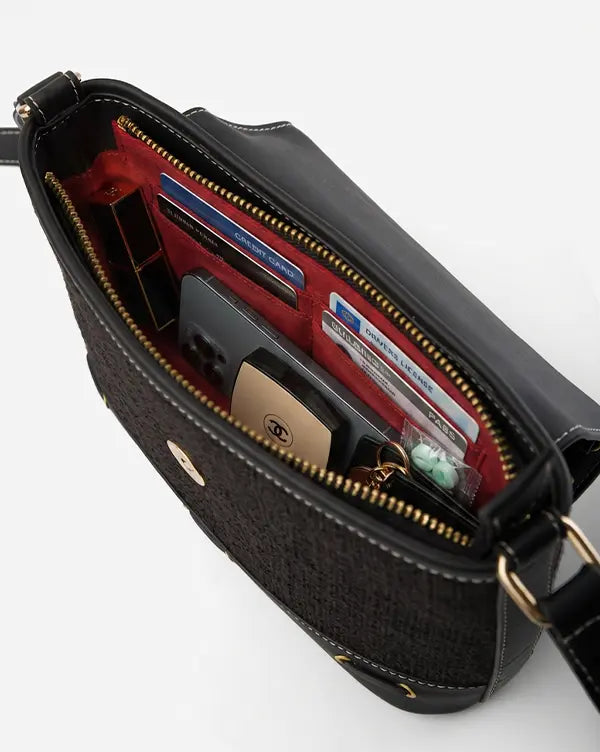 Tweed Dreams : Shoulder Bag - Fizzy Goblet - Handcrafted - Black