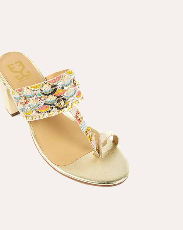 Gold Struck - Kolha Block Heels : Limited edition