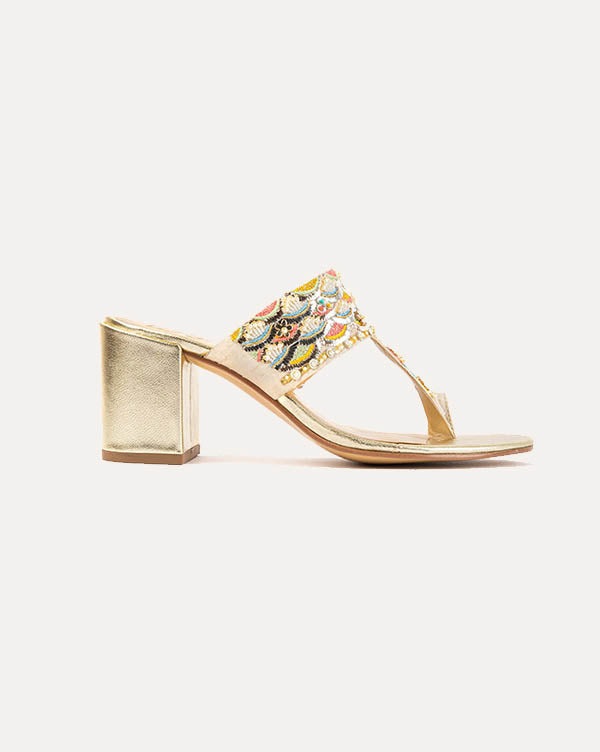 Gold Struck - Kolha Block Heels : Limited edition