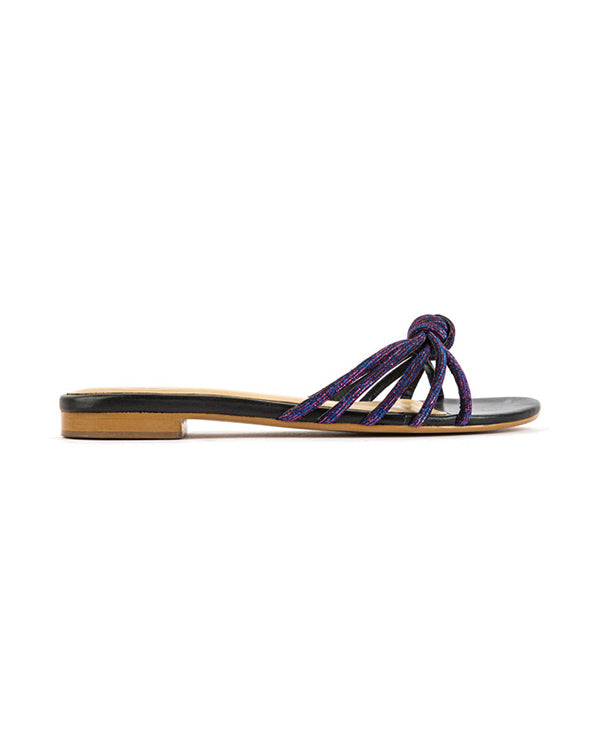 Mambo Knot Flats - Metallic Black