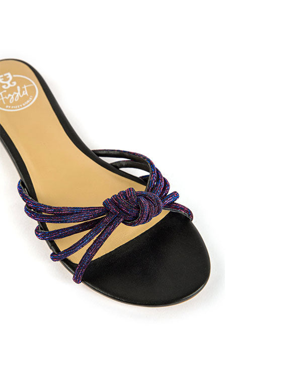 Mambo Knot Flats - Metallic Black