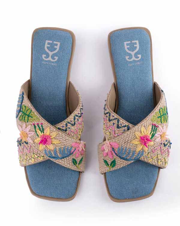 Denim Side Up : Criss Cross Slides