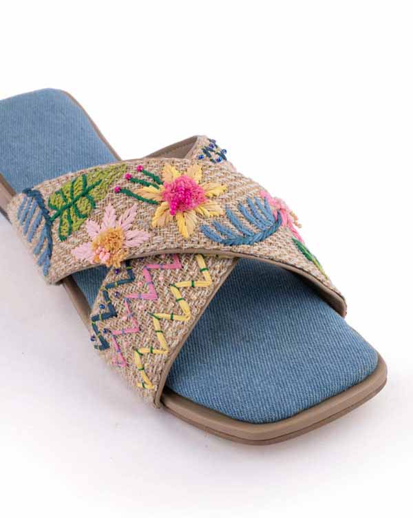 Denim Side Up : Criss Cross Slides