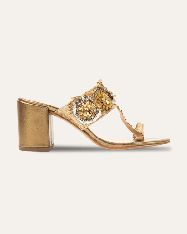 Golden Jalebi - Kolha Block Heel : Limited edition