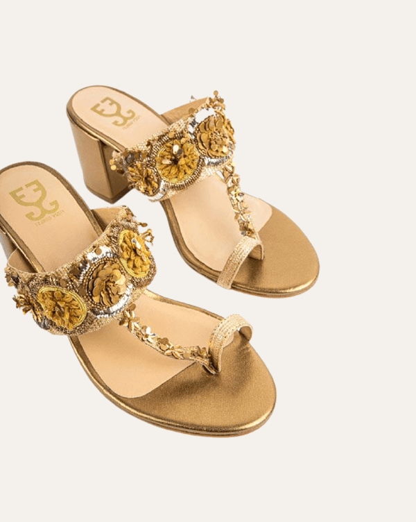 Golden Jalebi - Kolha Block Heel : Limited edition
