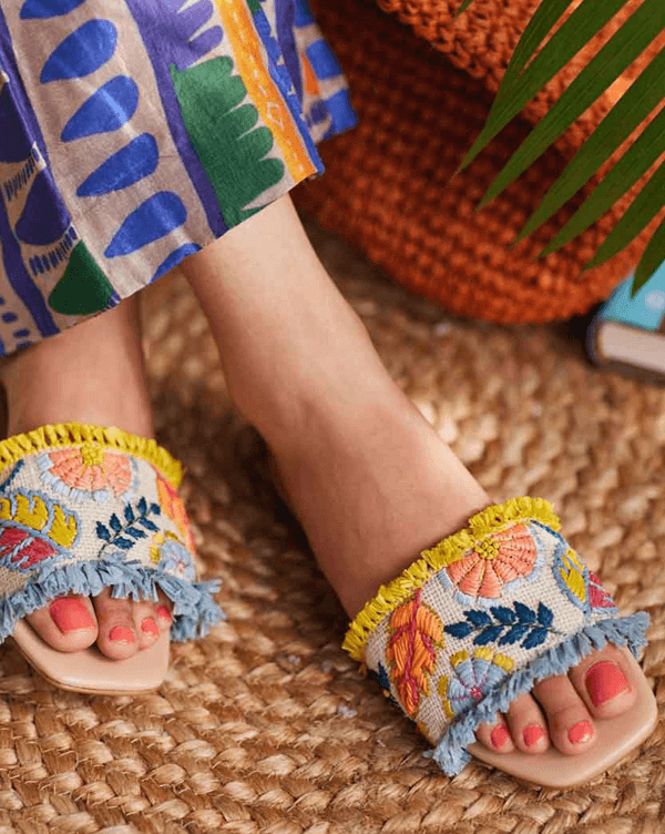 Embroidered sandals on sale
