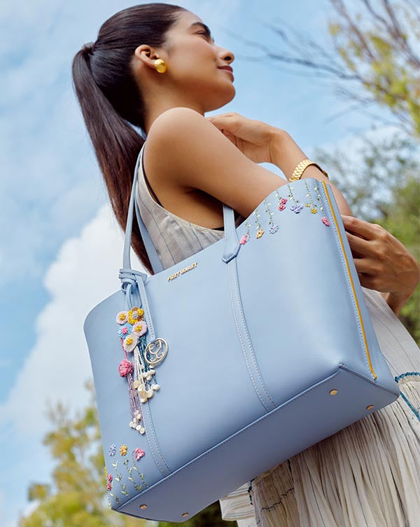 Fizzy Tote Leather – Stone Blue