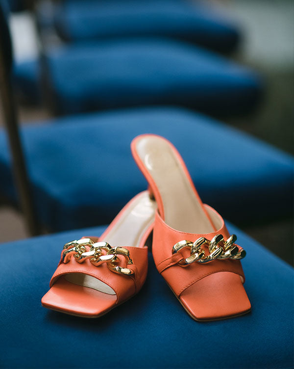 Emma Jones Peep Toe Stiletto Heels Butterfly Wings Dorsay Sandals - Orange  in Sexy Heels & Platforms - $72.59