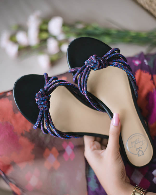 Mambo Knot Flats - Metallic Black